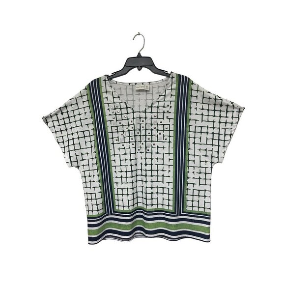 Zenergy by Chico's Short Dolman sleeve top Sparkly Studded Detail Sz 2 (U.S. 12) - Picture 1 of 9